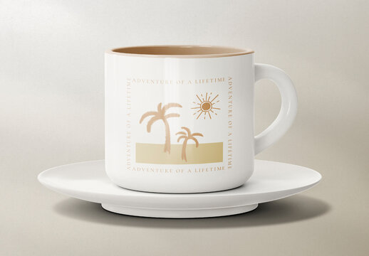 Tropical Themed Coffee Mug Mockup PSD