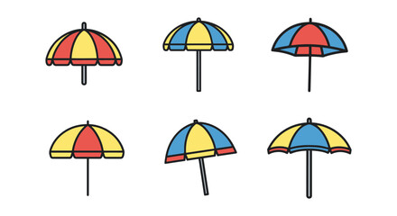 Fototapeta premium BeachUmbrella Line art vector creative abstract color design
