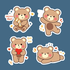 Obraz premium Adorable Little Brown Bear Stickers