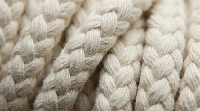 Detailed Texture of Braided White Cotton Rope