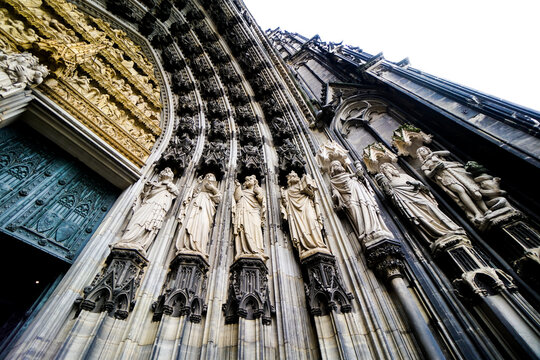 Gothic entrance portal of the Cologne Cathedral, Cologne, Germany