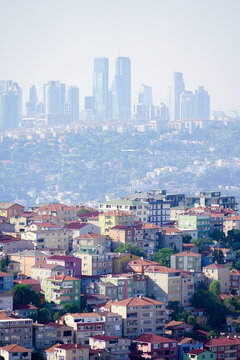View of colourful buildings of the &Uuml;sk&uuml;dar neighbourhood, Istanbul, Turkey 