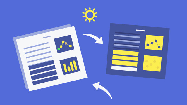 Business data analysis and optimization process with charts and graphs transforming into improved insights