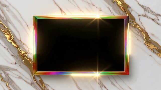 Colorful Rainbow Frame On Marble Surface Video Scene.