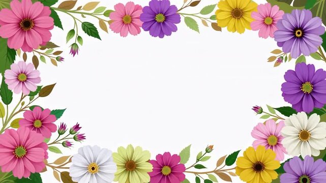 Elegant Floral Frame Surrounds Center White Space Video.