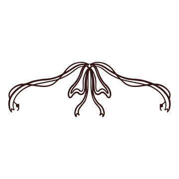 Elegant Thin Ribbon Bow Line Art Divider