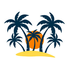Fototapeta premium Sunset Beach Palm Icon