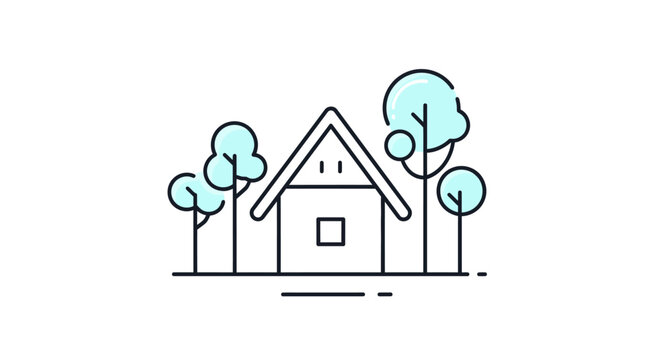 Simple Line Drawing of a House.