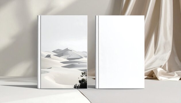 Hardcover Book Mockup Displayed on Neutral Backdrop for Cover Design Presentation, Publishing Branding, Editorial Layout Showcase and Professional Print Advertising