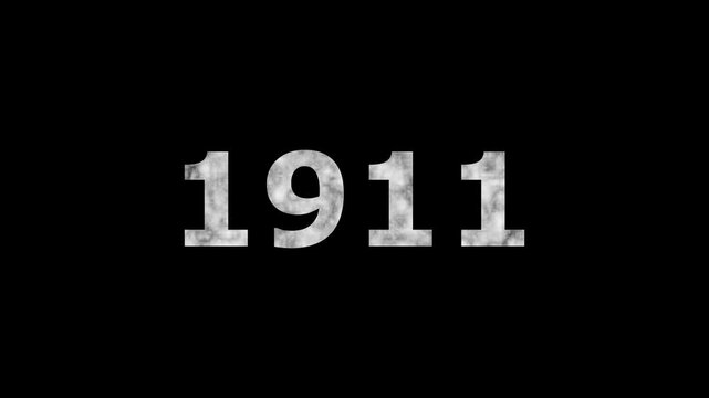 A dynamic Glowing neon text 1911 number countdown timer animation. Old film style historical year loop. Minimal countdown or year concept animation.