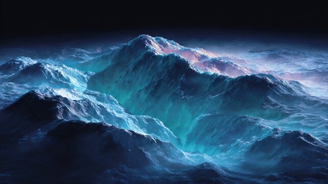 Futuristic ocean satellites mapping Mariana Trench with holographic deep sea scanning technology