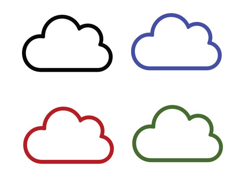 Multi colored cloud outline icons for computing and storage