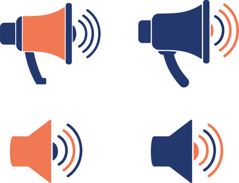 Illustrazione vettoriale di icone autoparlante e altoparlante audio. Ideale per musica, suono, media player, notifiche e applicazioni multimediali.