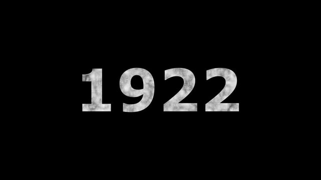 A dynamic Glowing neon text 1922 number countdown timer animation. Old film style historical year loop. Minimal countdown or year concept animation.