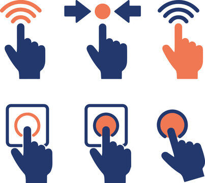 Illustrazione vettoriale di icona con dito che indica o interagisce con oggetti, simbolo di touch, selezione e controllo gestuale. Ideale per UI, app, tutorial e interfacce digitali.