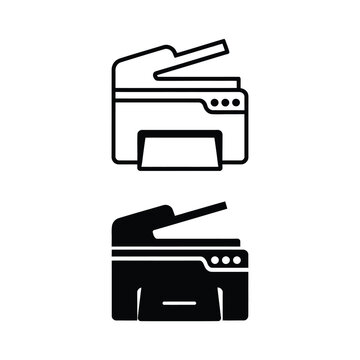Printer scanner copier machine icon outline and solid with technology ico