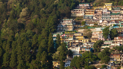 Fototapeta premium View of Nainital With Hills and Mountain Homes, Nainital, Uttarakhand, India.