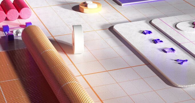 Abstract user interface elements and decorative objects create a stylish modern digital composition.
