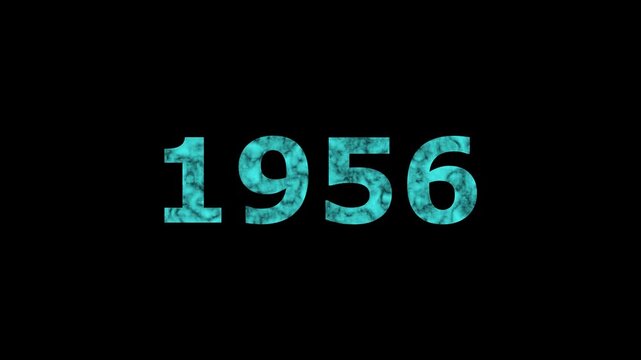 A dynamic Glowing neon text 1956 number countdown timer animation. Old film style historical year loop. Minimal countdown or year concept animation.