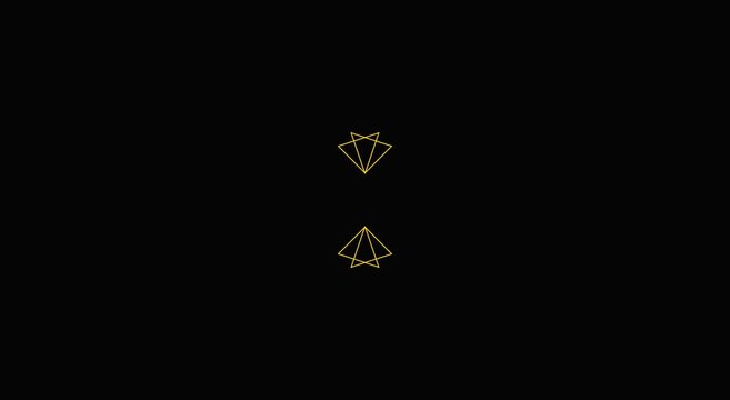 Art Deco gold geometric animation on black background, elegant luxury motion graphic, symmetrical golden line art pattern for high-end branding