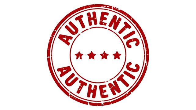 Authentic stamp, rubber seal, red ink, verification mark, quality guarantee