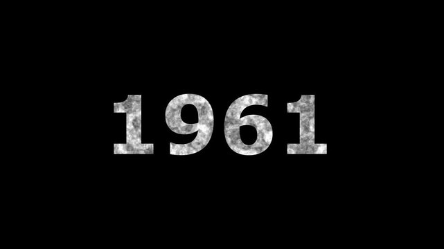 A dynamic Glowing neon text 1961 number countdown timer animation. Old film style historical year loop. Minimal countdown or year concept animation.