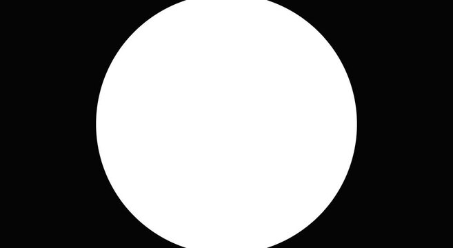 Minimalist white circle transition on black background, clean geometric shape reveal, high contrast circular luma matte for video editing