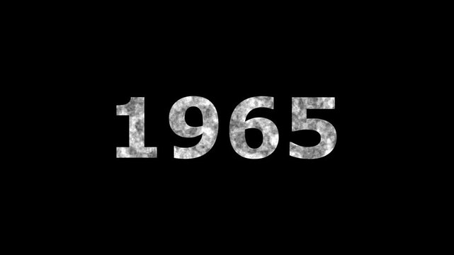 A dynamic Glowing neon text 1965 number countdown timer animation. Old film style historical year loop. Minimal countdown or year concept animation.