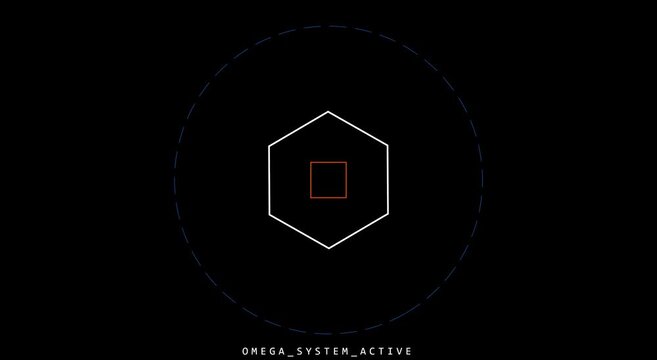 Futuristic omega system active hexagon hud interface motion animation