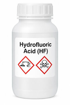 Vector illustration of hydrofluoric acid in high-density polyethylene bottle
