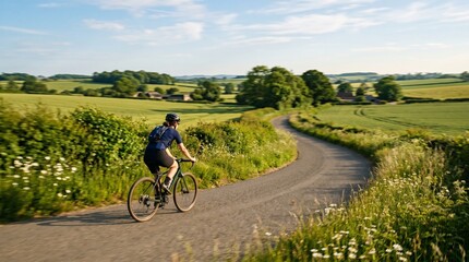 Fototapeta premium Cyclist on the road. Generative AI
