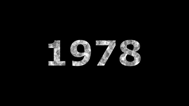 A dynamic Glowing neon text 1978 number countdown timer animation. Old film style historical year loop. Minimal countdown or year concept animation.