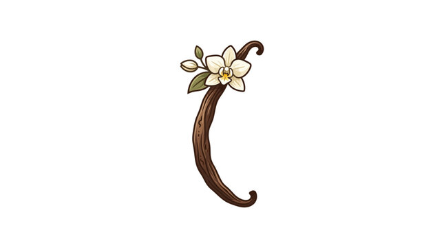 Vanilla bean with vanilla orchid flower