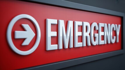 Fototapeta premium Emergency sign, red directional arrow, warning indicator, crisis symbol