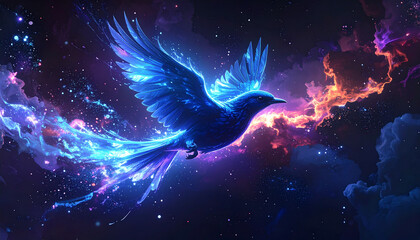 Fantasy bird soaring space