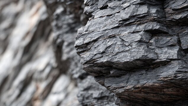Close-up textured rock face with layered striations