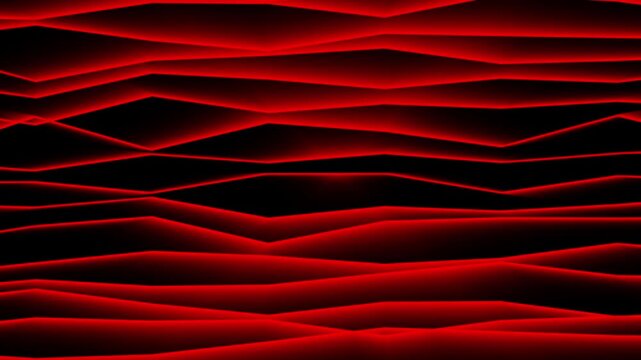 Abstract red glowing jagged wave pattern moving on black background seamless motion loop