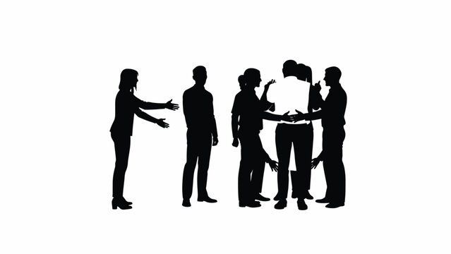 Silhouettes of people in business meeting.
