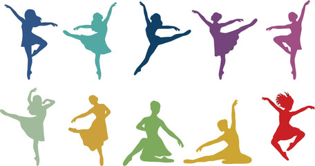 dancer silhouettes set on white background © Tanvir