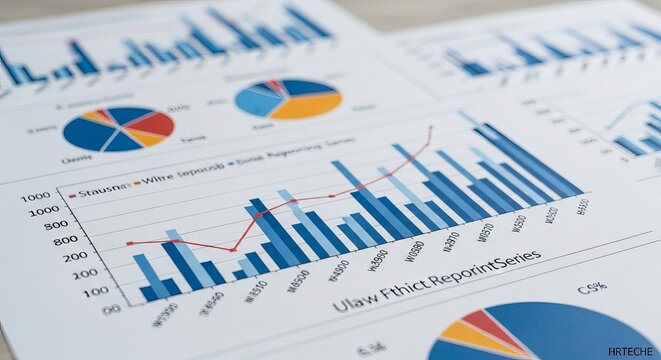 Detailed Business Statistics Charts and Graphs Showing Financial Data and Performance Trends