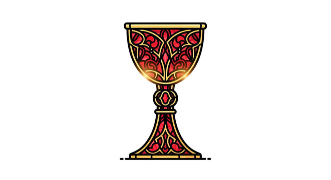 Ornate, jewel-toned chalice on a stark black background