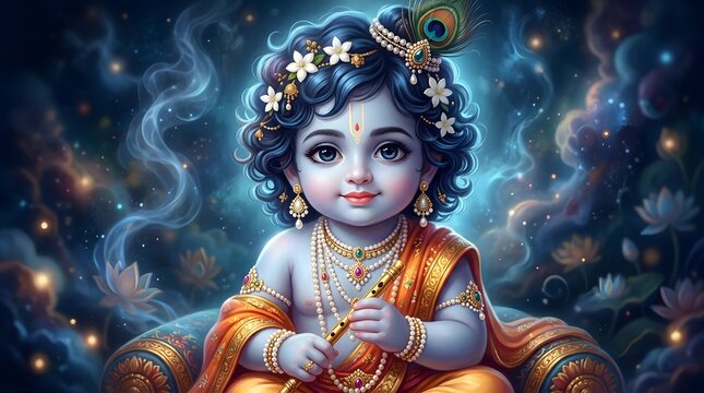 Lord krishna hindu mythology divine god spiritual artwork