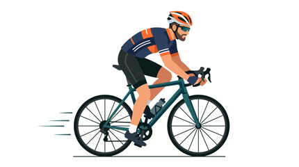 Fototapeta premium Fit man cycling on road bike, wearing helmet and sportswear, active lifestyle illustration