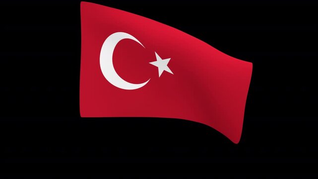 Flag of Turkey &ndash; 3d render looped with alpha channel.