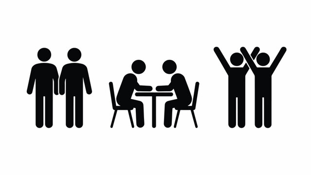 Black silhouettes of people interacting socially.