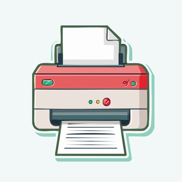 Cartoon Printer with Paper