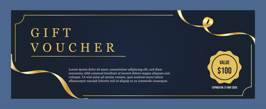 Exclusive gift card template for store promotion. Luxury voucher design for business.