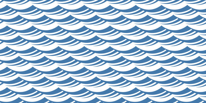 Waves seamless pattern. Water wave abstract design.
