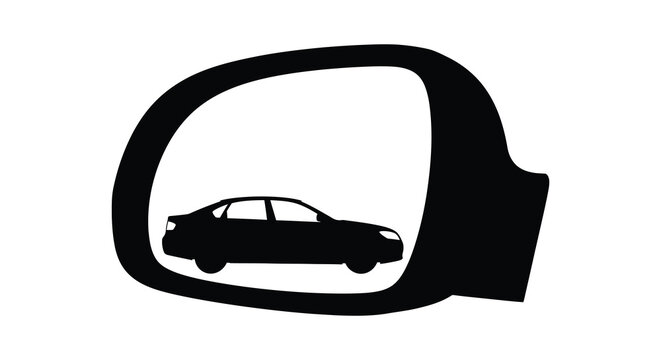 car in side mirror reflection black silhouette