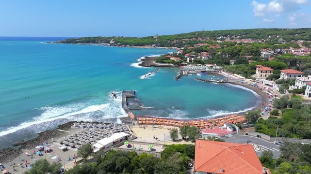 Molo di Caletta scenic spot, beaches, social clubs and coastal restaurants in Castiglioncello, Italy, luxury coastal holiday lifestyle